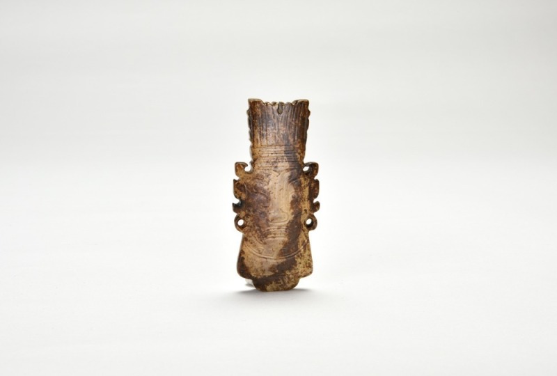 Shijiahe Culture, Jade Pendant of a High-Crowned Deity Figure, Late Neolithic Period (ca. 2500&ndash;2000 BCE).