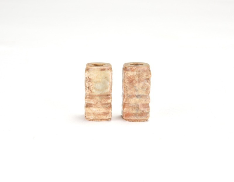 A Pair Of Small Jade Lezi Beads, Liangzhu Culture Late Neolithic Period, Liangzhu Culture (Circa 3300&ndash;2300 Bc)