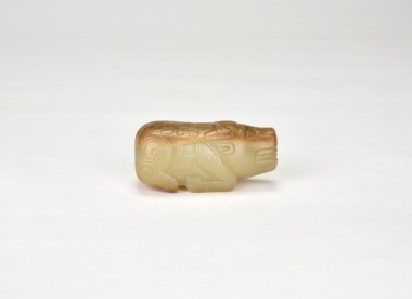 A Jade Figure of a Recumbent Ox, Shang Dynasty.