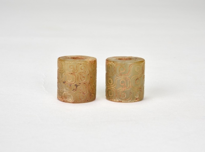 A Pair Of Jade &lsquo;Lezi&rsquo; Tubular Ornaments. Warring States Period (475&ndash;221 Bc).