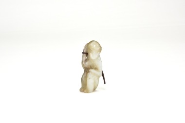 A Chinese Jade Carved Monkey Pendant. Late Qing Dynasty &ndash; Republican Period.