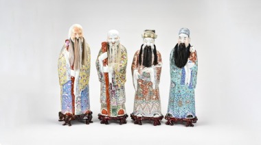 A Set Of Four Famille-Rose Figures Of The Sanxing (Fu, Lu and Shou),