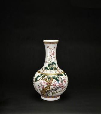 A Famille-Rose &ldquo;Pine And Plum&rdquo; Vase With &ldquo;Wanshou Wujian&rdquo; (Boundless Longevity)