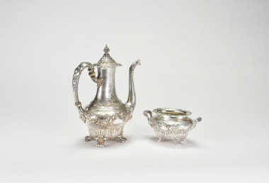 An American Whiting Sterling Silver Coffee Pot and Sugar Bowl Set, Circa 1890&ndash;1925