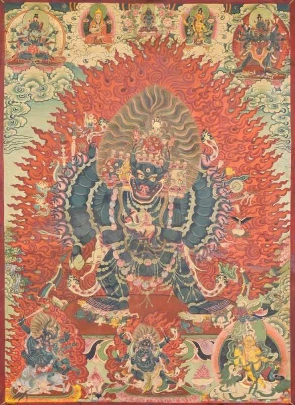 Tibetan Thangka of Yamāntaka (Vajrabhairava) 18th&ndash;19th century