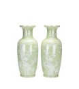 A Group Of Eight Celadon-Glazed Porcelain Vases And Famille-Rose Porcelain Plaques - 2