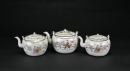 A Group of Three Famille-Rose Teapots with Figures, Tongzhi Mark