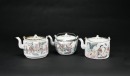 A Group of Three Famille-Rose Teapots with Figural Decoration