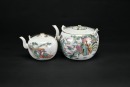 A Pair of Famille-Rose Teapots with Figural Decoration