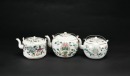 A Group of Three Famille-Rose Teapots with Floral Decoration