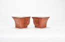 A Pair of Chinese Yixing-Style Square Tea Cups, Chen Dinghe Mark - 4