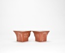 A Pair of Chinese Yixing-Style Square Tea Cups, Chen Dinghe Mark - 6