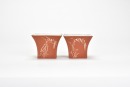 A Pair of Chinese Yixing-Style Square Tea Cups, Chen Dinghe Mark - 7