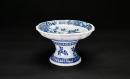 A Blue and White Lobed Stem Dish (Late Qing) - 4