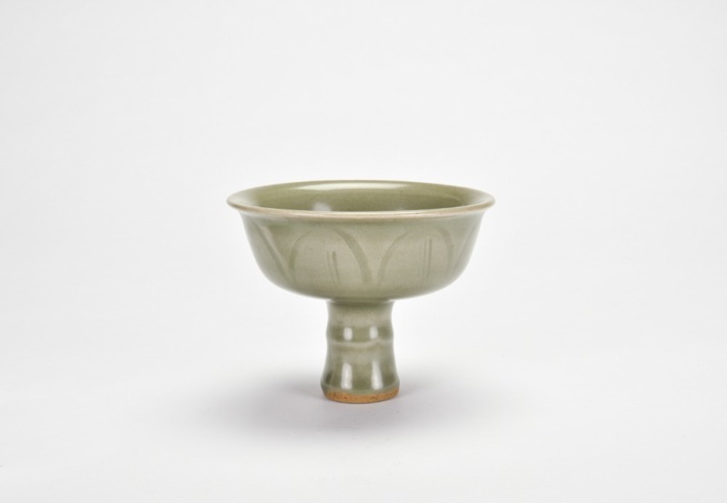 A Longquan Celadon-Glazed Stem Bowl With Lotus Decoration