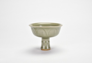 A Longquan Celadon-Glazed Stem Bowl With Lotus Decoration