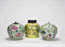 A Two Famille Rose Porcelain Covered Jars And One Yellow Ground Floral Decoration - 4