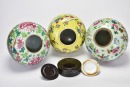 A Two Famille Rose Porcelain Covered Jars And One Yellow Ground Floral Decoration - 5