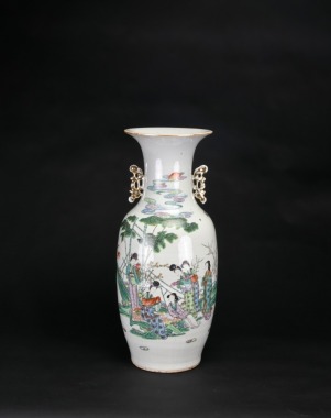 Republic Period (20th Century) A Famille Rose Figural Vase, Inscribed &ldquo;Jiangxi Huang Yicheng&rdquo;