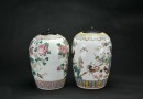 19th Century - Two Famille Rose Porcelain Covered Jars with Bird-and-Flower Decoration - 2