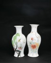 Republic Period (Circa 1928) - A Two Qianjiang-style Enamel Vases with Floral and Bird Decoration
