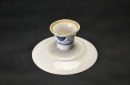 A Group of Nine Blue and White Stem Dishes and Plates Three Pieces with Kangxi Marks Qing Dynasty and Later - 9
