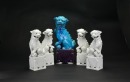 A Group of Five Glazed Foo Lion Figures Republic To 20th Century