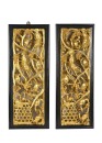 A Pair of Mid 20th-century Carved Wood Wall Relief Panels with a Gilt-painted Finish
