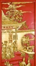 A Set of Four Gilt Relief Figural Courtyard Panels, Mid to Late 20th Century - 3