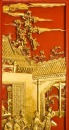 A Set of Four Gilt Relief Figural Courtyard Panels, Mid to Late 20th Century - 4