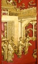 A Set of Four Gilt Relief Figural Courtyard Panels, Mid to Late 20th Century - 5