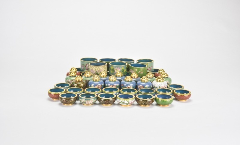 Forty-Eight Cloisonn&eacute; Enamel Tablewares
