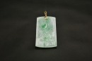 One Carved Jadeite Pendant With &lsquo;Fu Shou&rsquo; Motif And 14K Gold Mount - 2