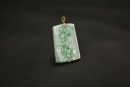 One Carved Jadeite Pendant With &lsquo;Fu Shou&rsquo; Motif And 14K Gold Mount - 4