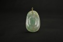 One Carved Semi-Translucent Jadeite &lsquo;Peach And Lingzhi&rsquo; Pendant With 14K Gold Mount - 2