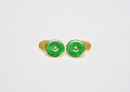 A Pair of Jadeite and 14K Gold Cufflinks