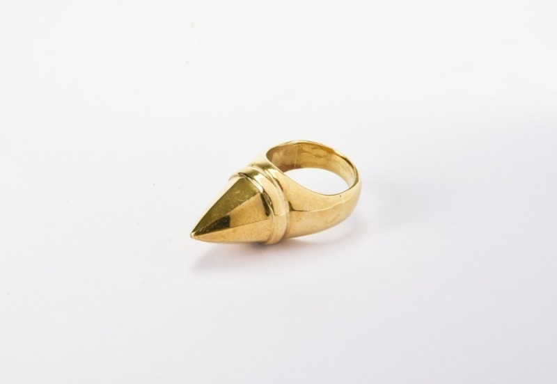A 14K Solid Gold Sculptural Spike Ring