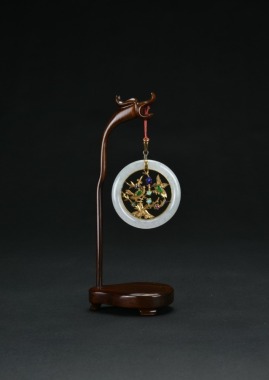 A Jadeite and 14K Gold Gem-Set Pendant