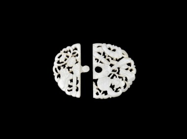 Qing Dynasty White Jade Floral Pendant, In Two Sections