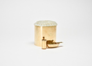 A Cartier 14K Gold and White Jade Smoking Set for Norma Talmadge, Circa 1920&ndash;1930