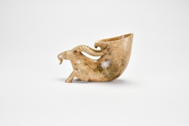A Carved Stone Ram-Head Rhyton Cup, Tang Dynasty