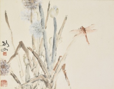 Gao Jianfu (1879-1951) Dragonfly And Orchid Ink And Color On Paper