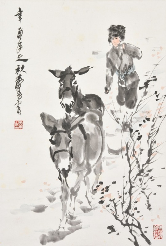 Huang Zhou (1925-1997) Ink And Color On Paper
