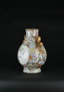 A Famille Rose Hundred Flowers Ground Vase with Gilt Ruyi Handles - 6