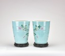 A Pair of Turquoise-Ground Famille Rose Jardini&egrave;res - 3