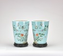 A Pair of Turquoise-Ground Famille Rose Jardini&egrave;res - 4