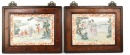 A Pair of Famille Rose Biscuit-Relief Porcelain Plaques Depicting Elegant Figures in Garden Landscapes