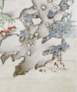 A Shallow-Enamel Porcelain Plaque Depicting Cranes and Deer. Signed Luo Lianbi - 2
