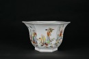 A Famille Rose Hexagonal Jardini&egrave;re with Immortals - 2