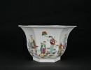 A Famille Rose Hexagonal Jardini&egrave;re with Immortals - 5